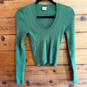 Abercrombie & Fitch Ribbed Scoopneck Sweater Green Small
